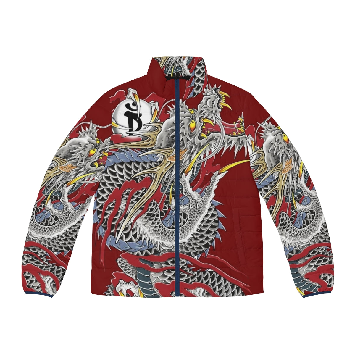 Yakuza Dragon Tattoo Puffer Jacket with Iconic Tattoo Design