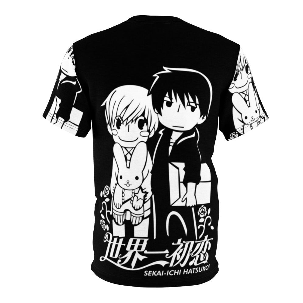 Sekai Ichi Hatsukoi inspired anime t-shirt featuring characters Ritsu Onodera and Masamune Takano - Back