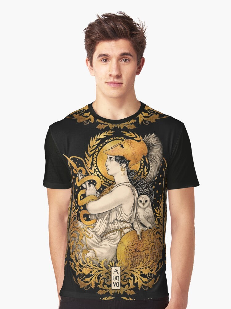 Pallas Athena - Greek Goddess of Wisdom and War - Mythology Graphic T-Shirt - Men