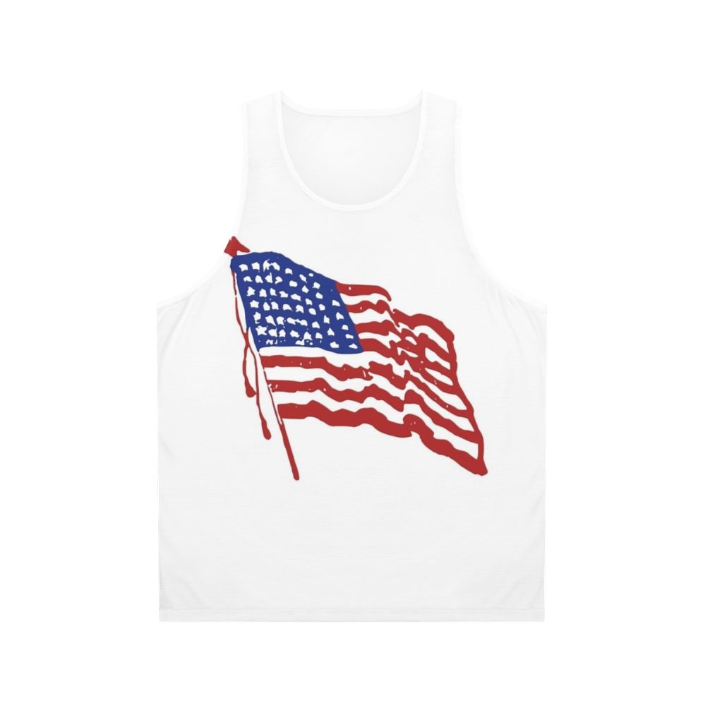 Unisex tank top with waving American flag design