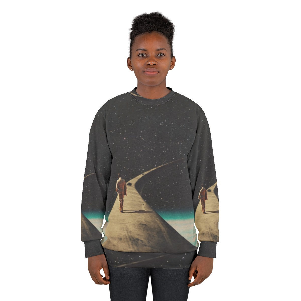 Vintage retro space sweatshirt with surreal graphic design - women