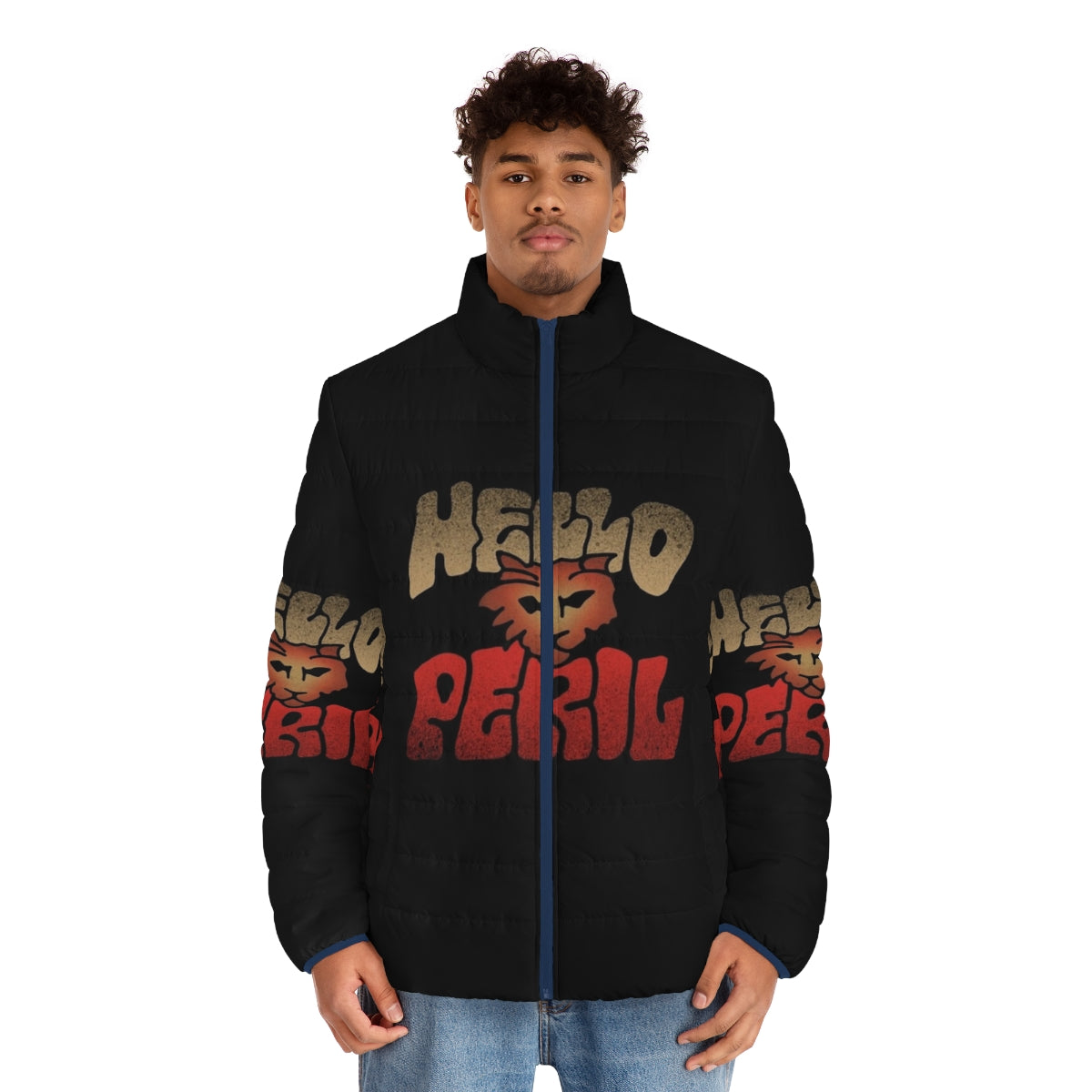 Hello Peril Brand Logo Puffer Jacket - men front