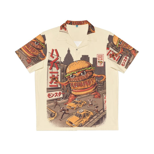 Burgerzilla cartoon character hawaiian shirt