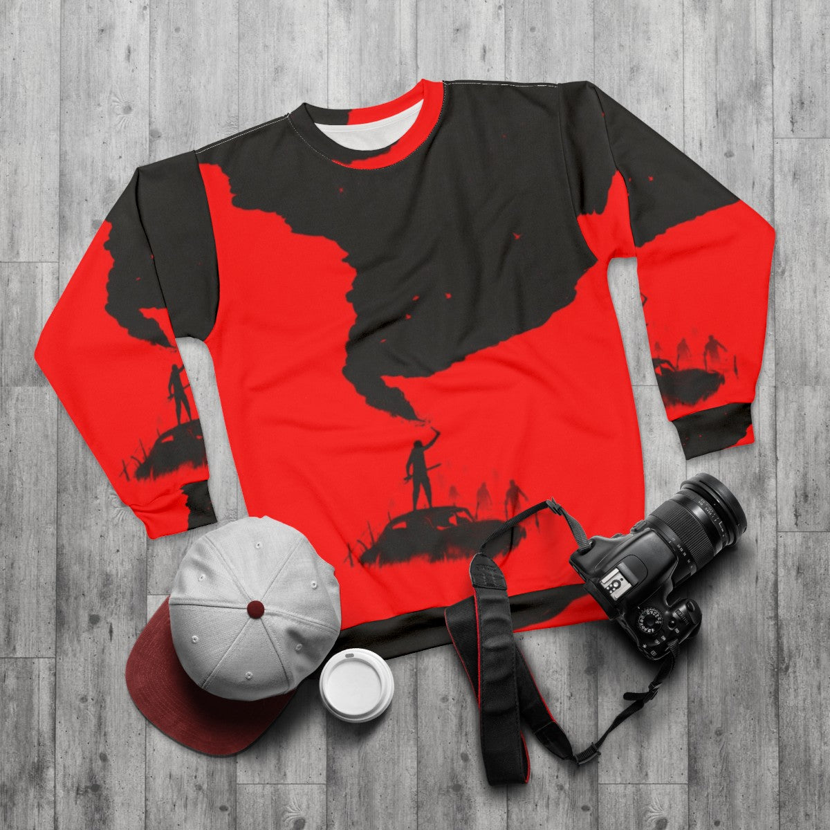 SOS Zombie Apocalypse Silhouette Sweatshirt - flat lay