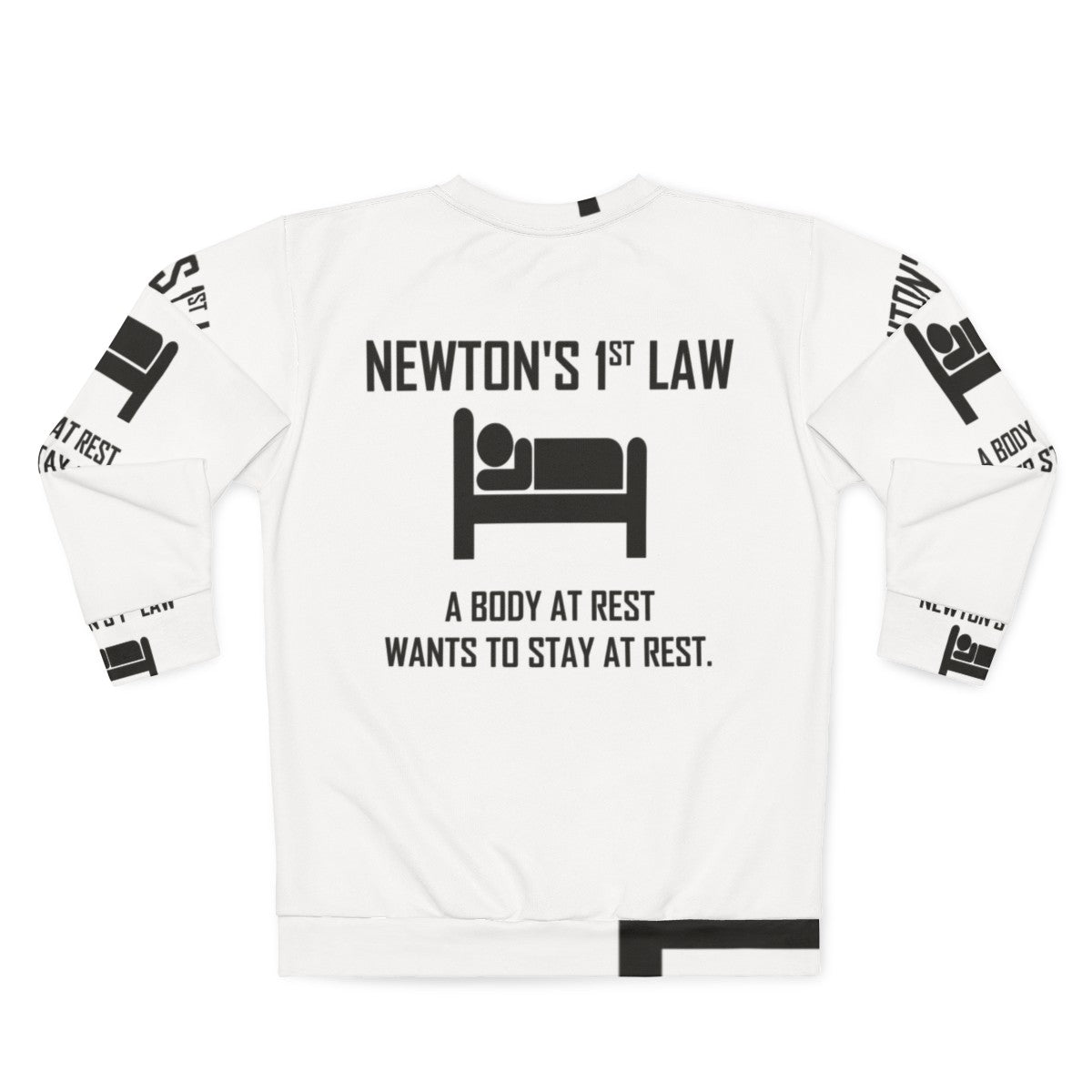 Newton's First Law Funny Physics Joke Sweatshirt - Back