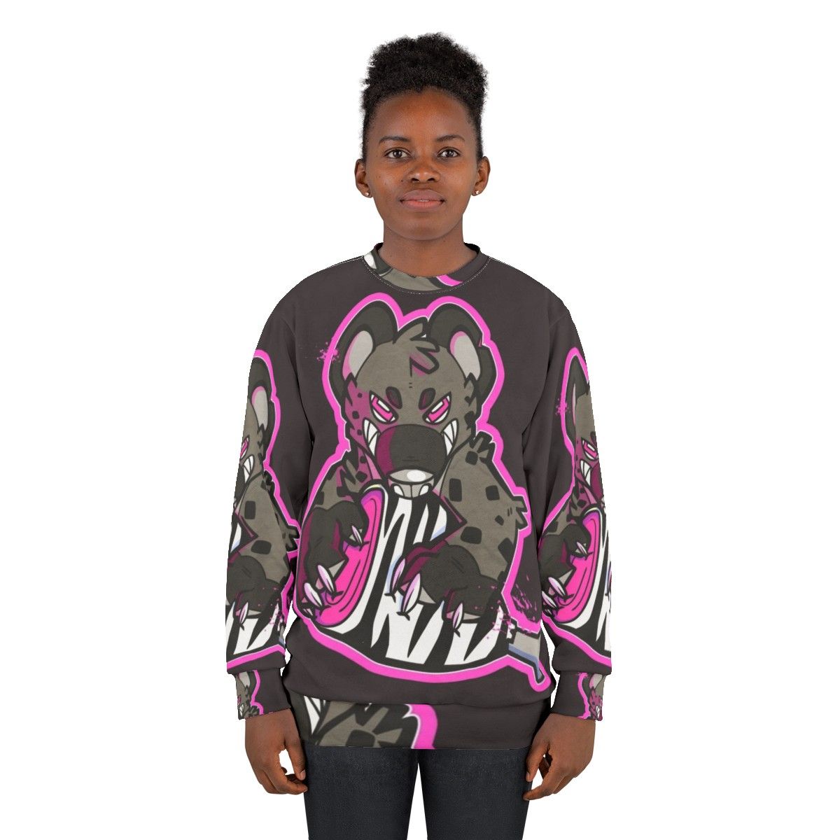 Hyena Themed Furry Sweatshirt - women