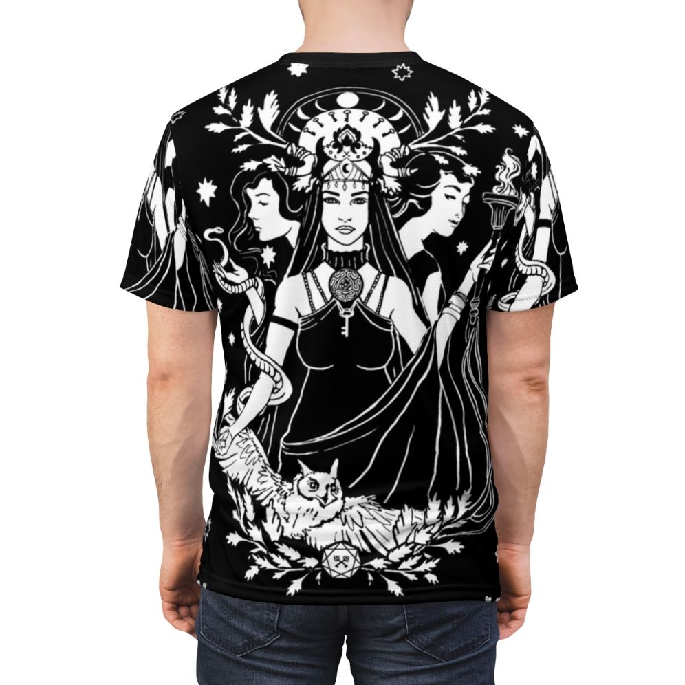 Hekate triple goddess AOP t-shirt featuring a mystical design - men back