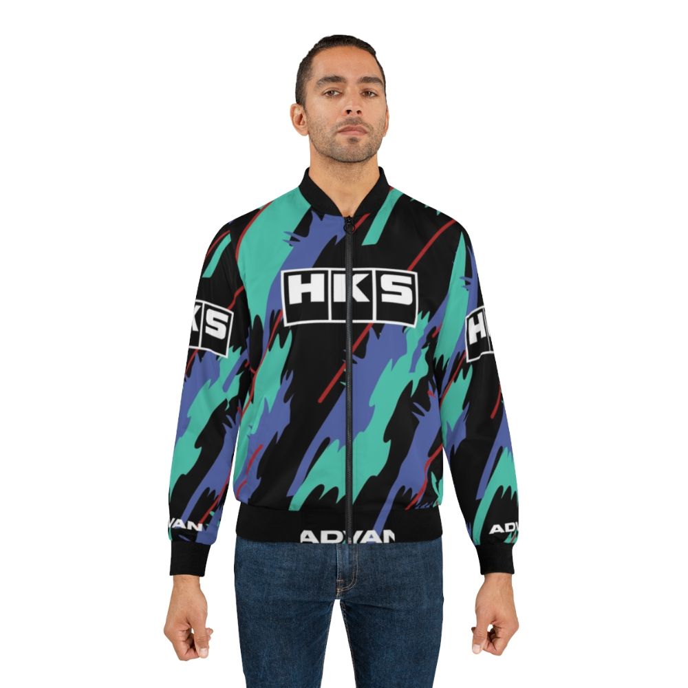 Retro HKS Oil Livery Bomber Jacket with JDM car graphics - Lifestyle