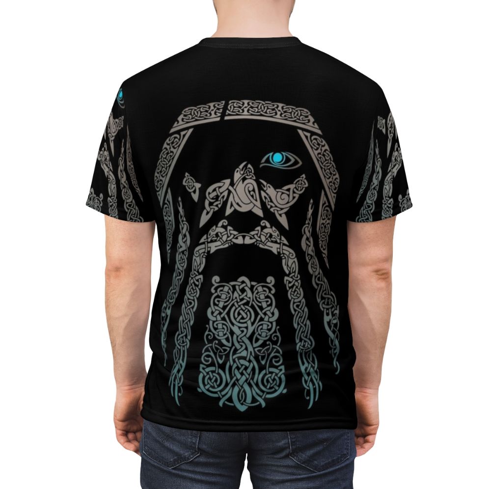 Odin-inspired AOP t-shirt with Nordic, Scandinavian, and Celtic motifs - men back