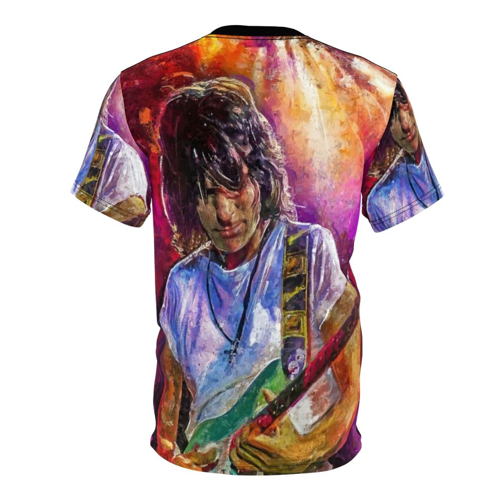 Artistic t-shirt design featuring a blues guitar graphic inspired by legendary guitar players - Back