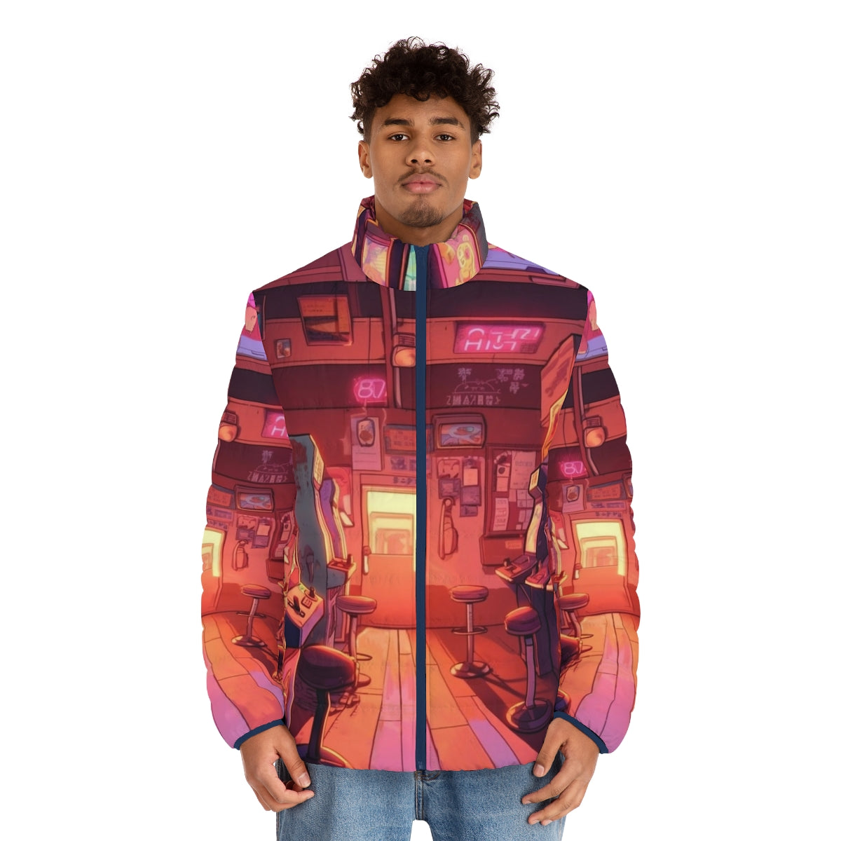 Arcade Hall in Hawkins Stranger Things Inspired Puffer Jacket - men front