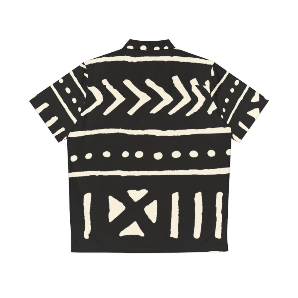 Black and white African mud cloth pattern Hawaiian shirt - Back