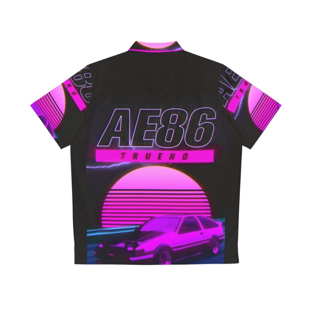 Retro Synthwave Ae86 Hawaiian Shirt - Back