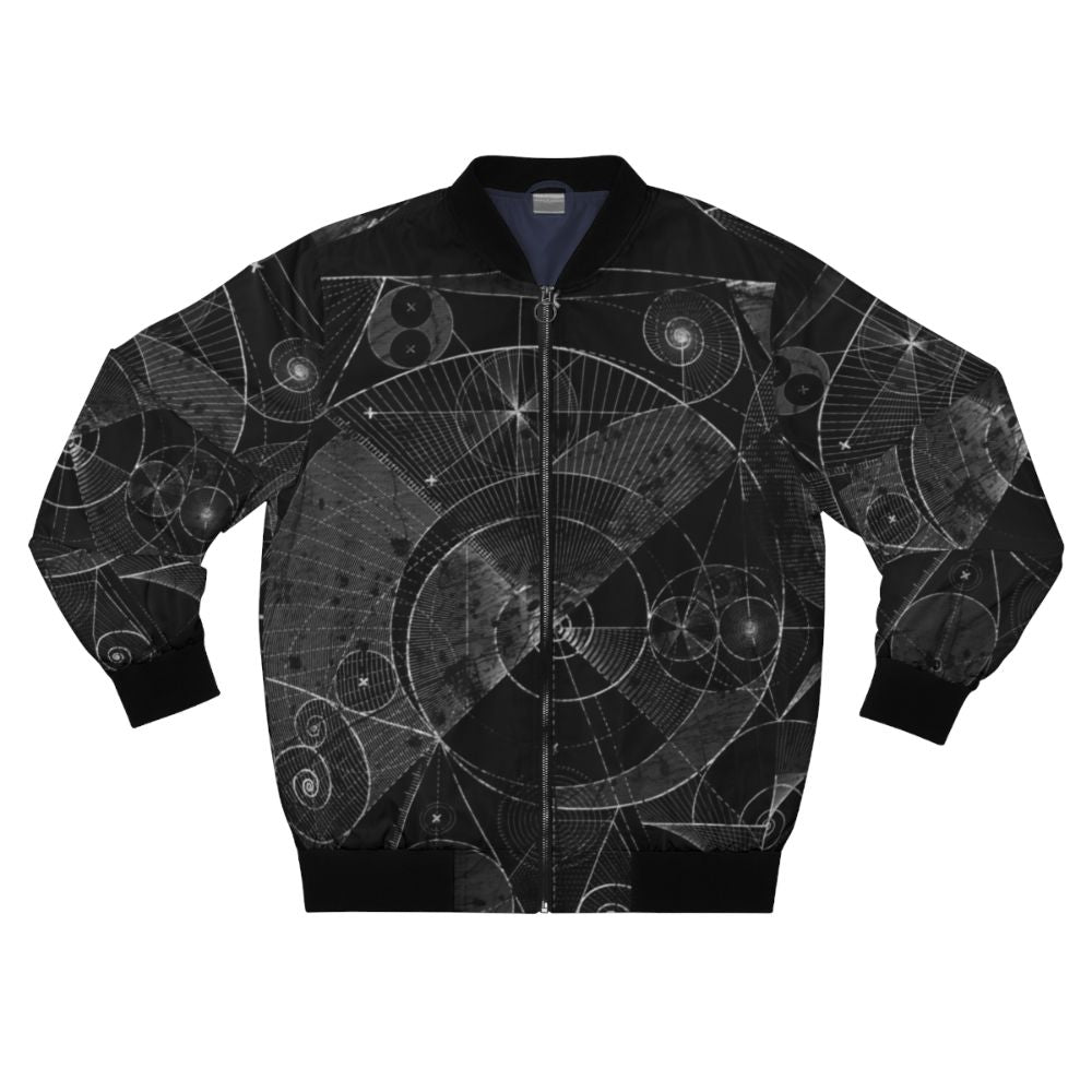 Bomber jacket with golden ratio spiral and fibonacci sequence design