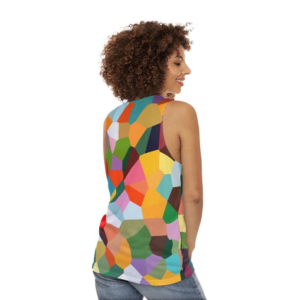 Voronoi Unisex Tank Top with Abstract Geometric Design - women back