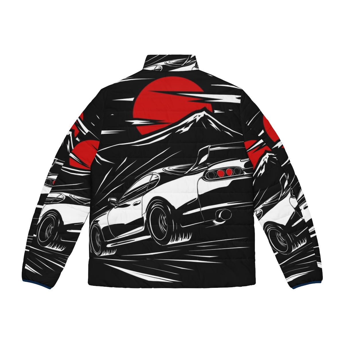 Toyota Supra MkIV inspired anime puffer jacket with Haruna character design - Back