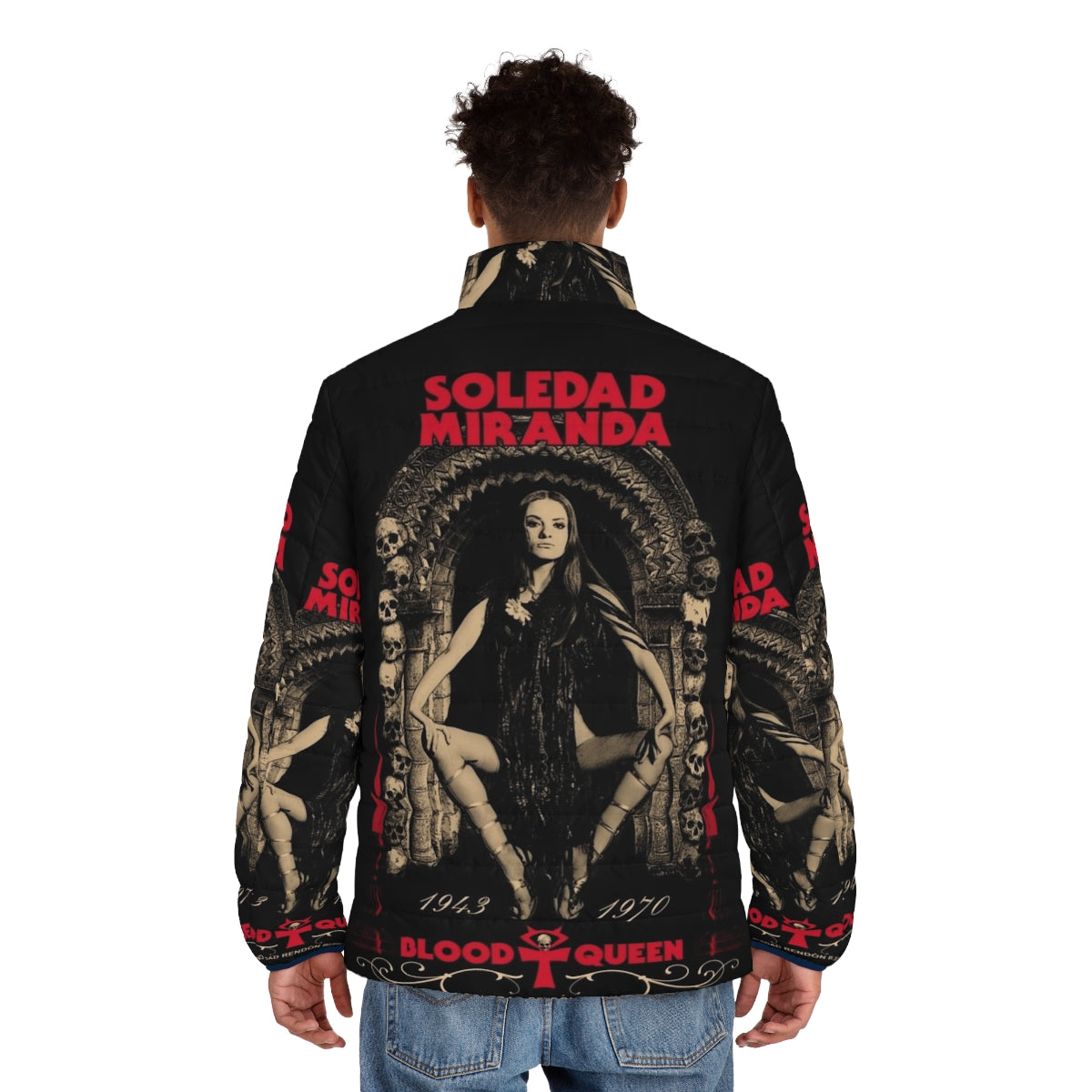 Soledad Miranda Tribute Puffer Jacket with Cult Cinema Design - men back