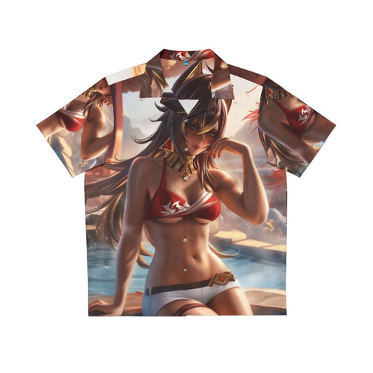 Tropical Hawaiian shirt with Dehya character from Genshin Impact