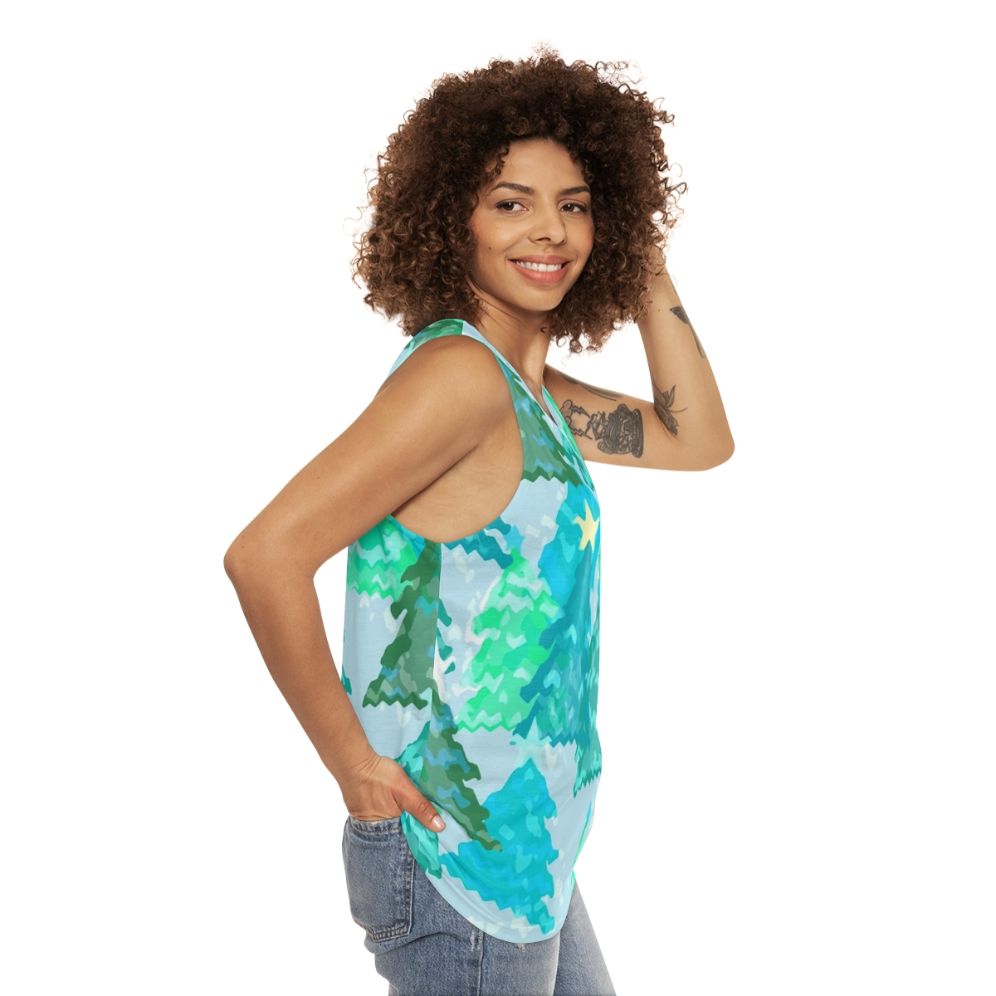 Wintergreen Christmas trees unisex tank top - women side