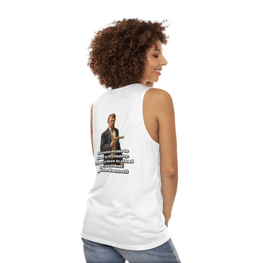 Vintage Patriotic Theodore Roosevelt Unisex Tank Top - women back