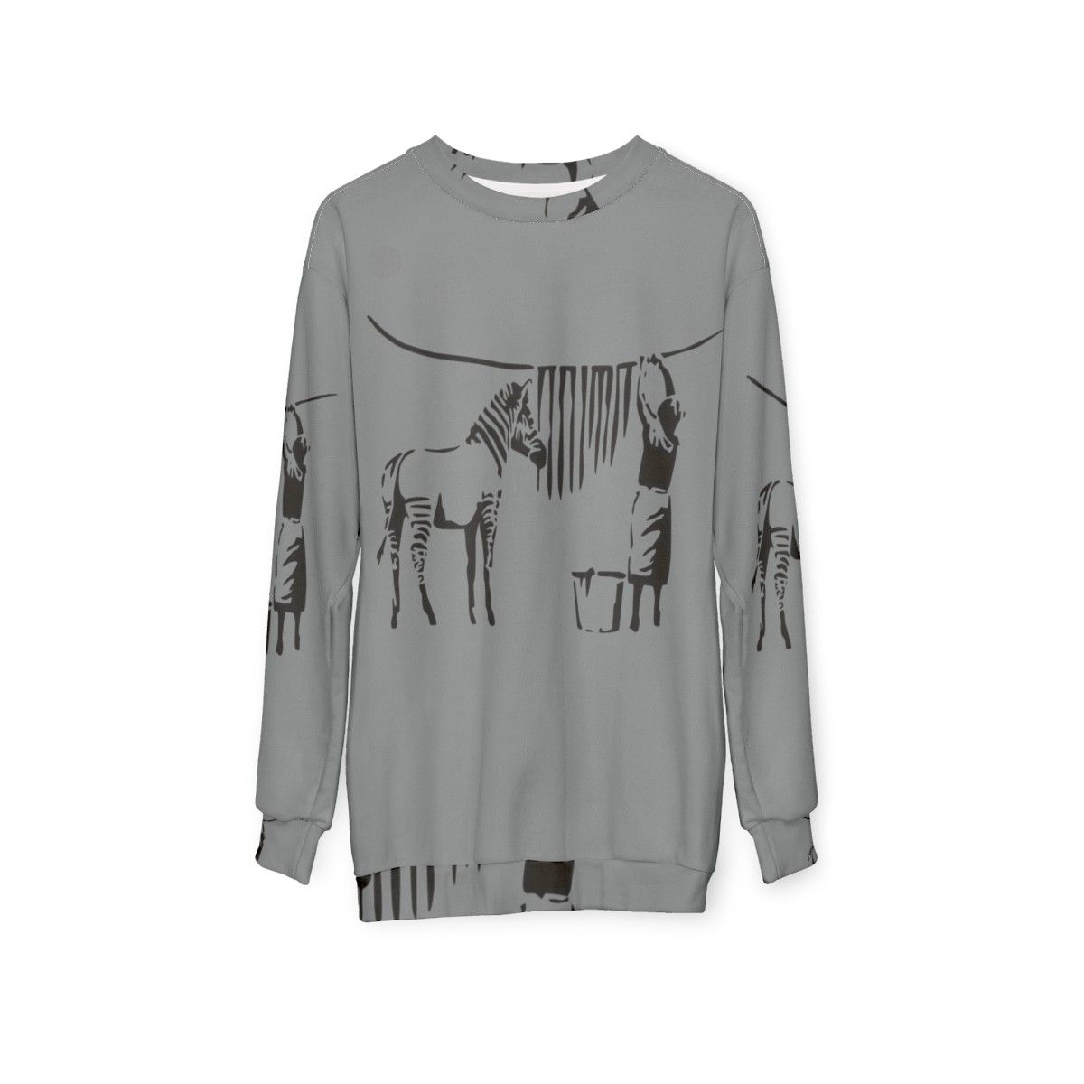 Banksy Zebra Sweatshirt - Stylish Urban Clothing - hanging