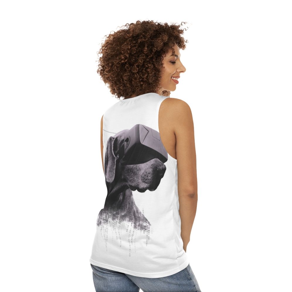 virtual reality dog unisex tank top - women back