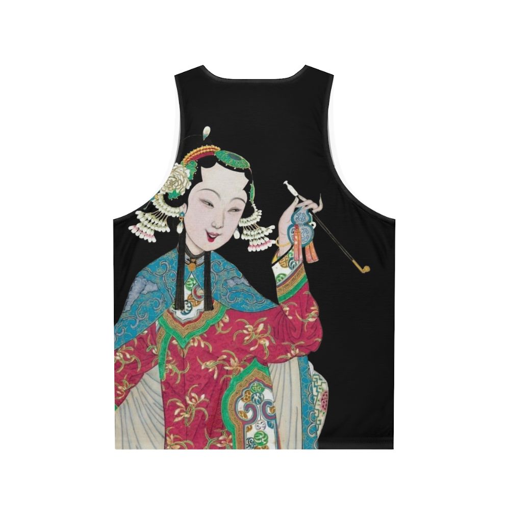 Unisex tank top featuring a captivating vintage Chinese opera figure - Back