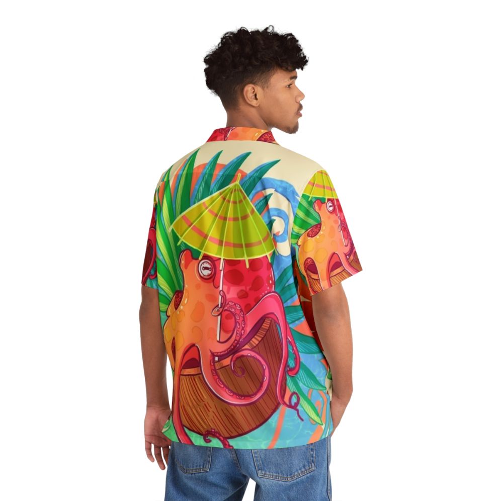 Colorful Hawaiian shirt with cartoon octopus design - People Back