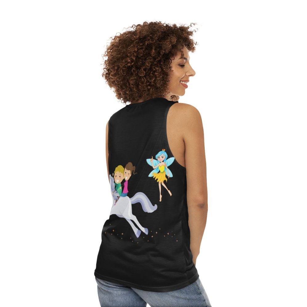 Unisex tank top with fantasy animal and lightning dragon design - women back