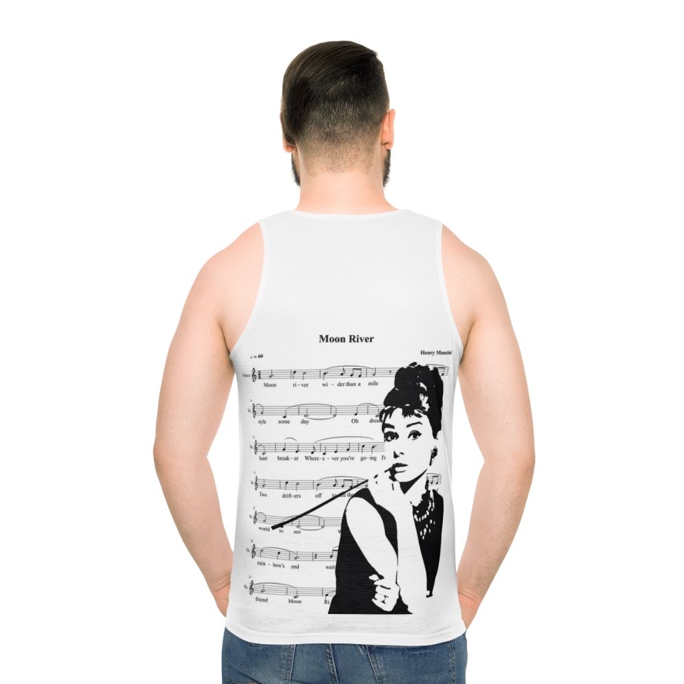 Vintage AOP T-Shirt with Audrey Hepburn and Moon River Motifs - men back