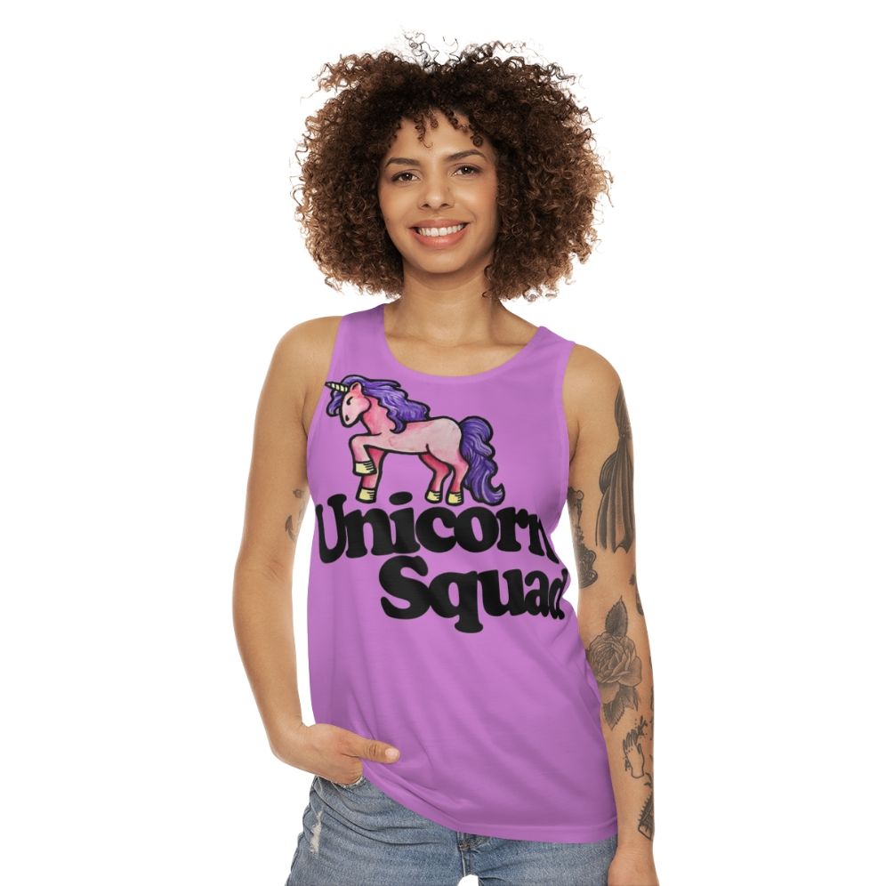 Unicorn squad unisex pink unicorn tank top - women