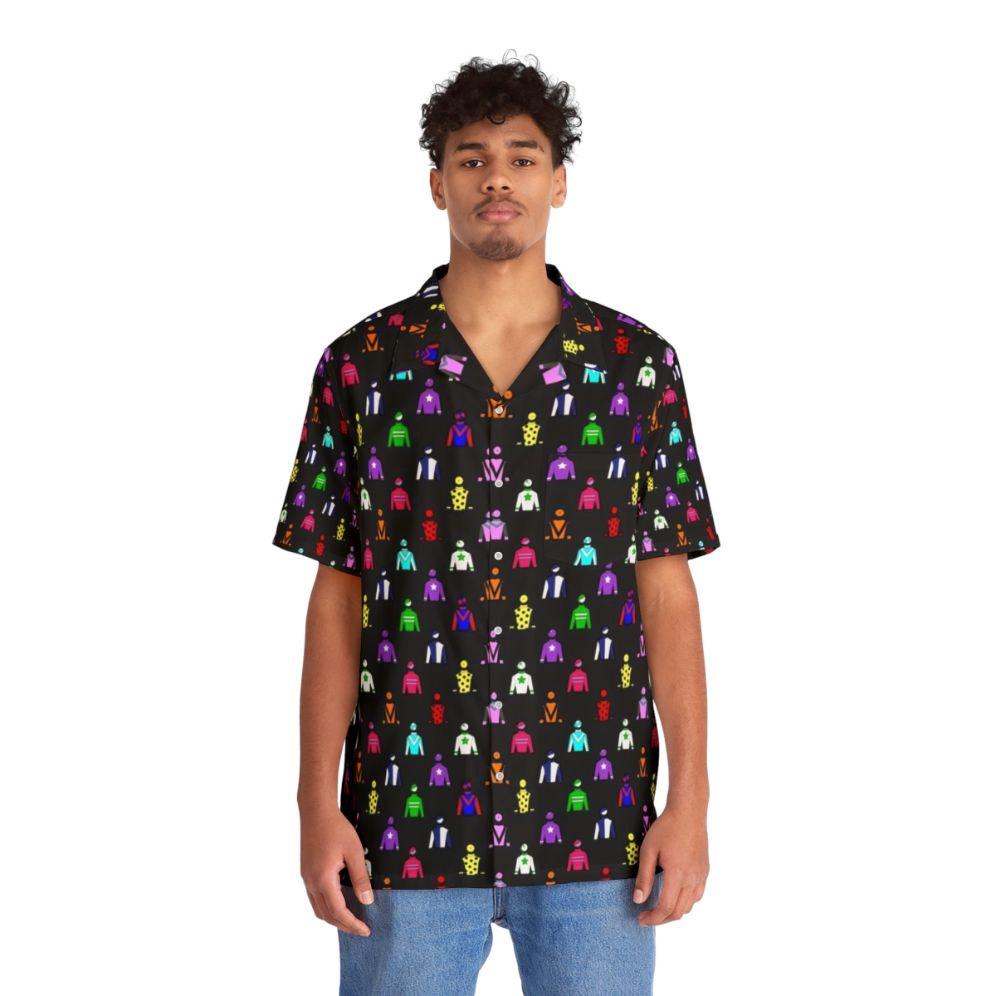 Horse Racing Jockey Silks Hawaiian Shirt with Colorful Pattern - People Front