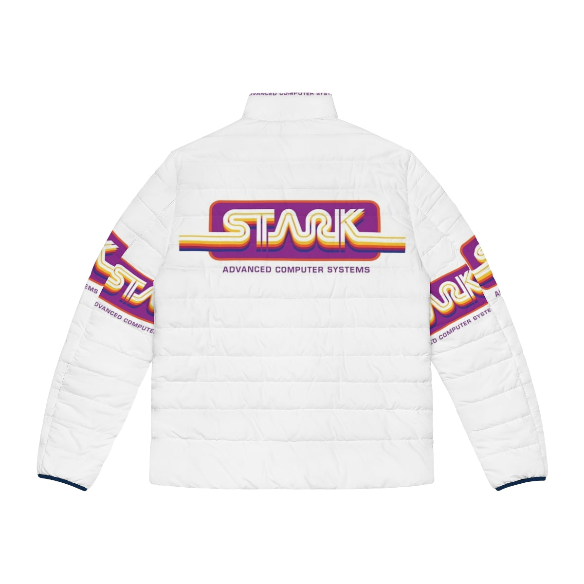 1980s Stark Technologies Computer Graphics Puffer Jacket with retro gaming graphics - Back