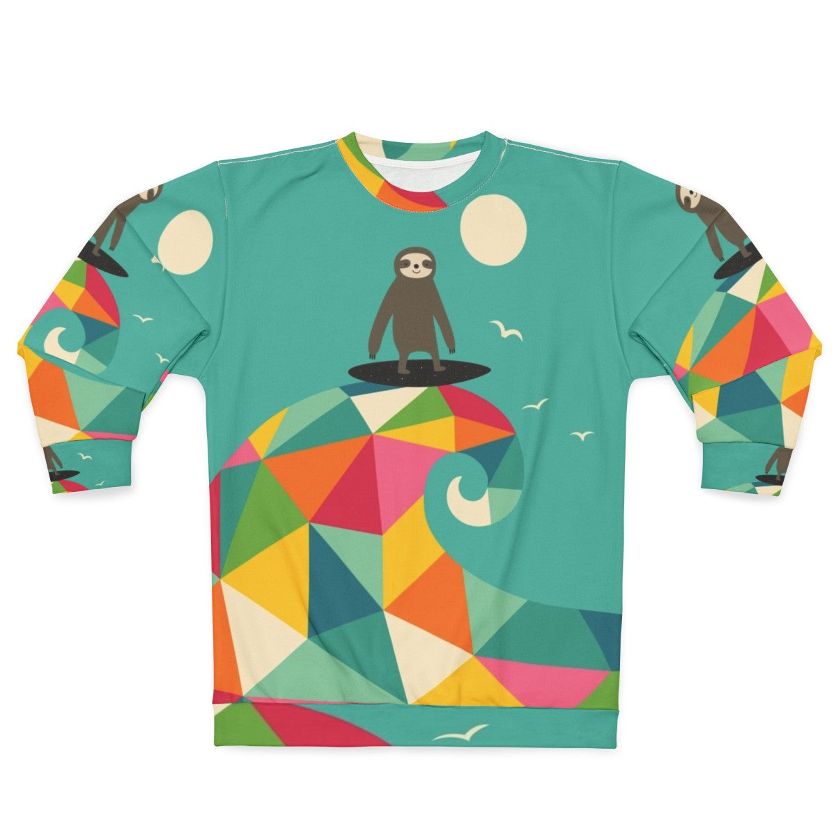 Surfing Sloth Geometric Rainbow Sweatshirt