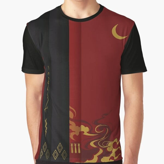 A graphic t-shirt featuring a samurai design inspired by the Final Fantasy video game series.