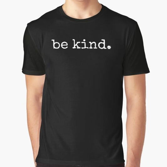 BE KIND minimalist design graphic t-shirt featuring a simple, bold, and inspirational message.