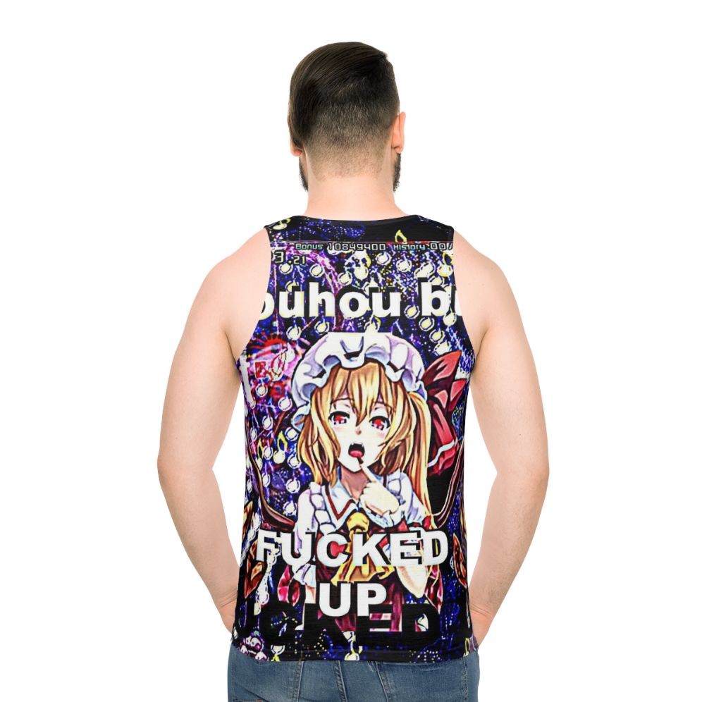 Touhou inspired unisex tank top with a funny, meme-like design - men back