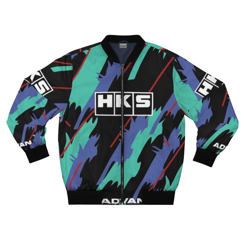 Retro HKS Oil Livery Bomber Jacket with JDM car graphics