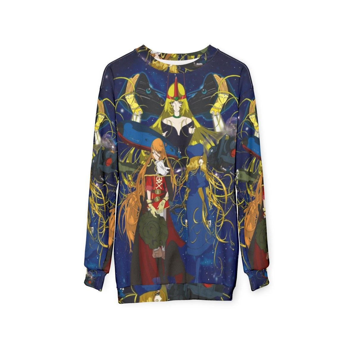 Captain Harlock and Emeraldas Sci-Fi Anime Sweatshirt - hanging