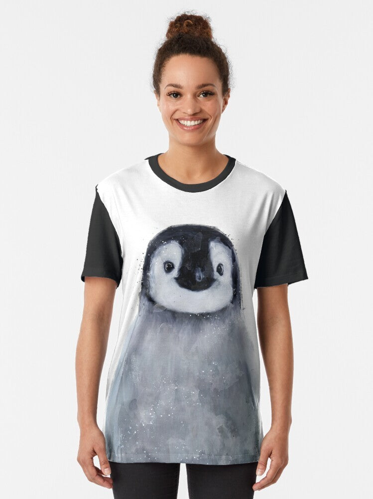 Adorable portrait of a little penguin on a graphic t-shirt - Women