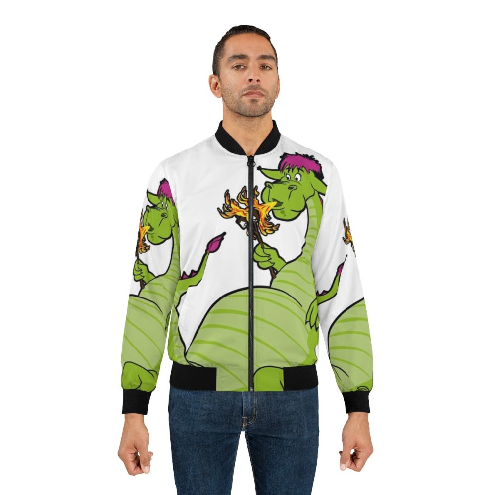 Elliot the fire breathing dragon illustration on a kids bomber jacket - Lifestyle