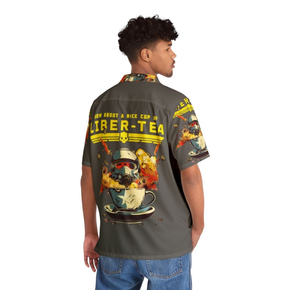 Helldivers II Hawaiian Shirt with sci-fi co-op gaming design - People Back