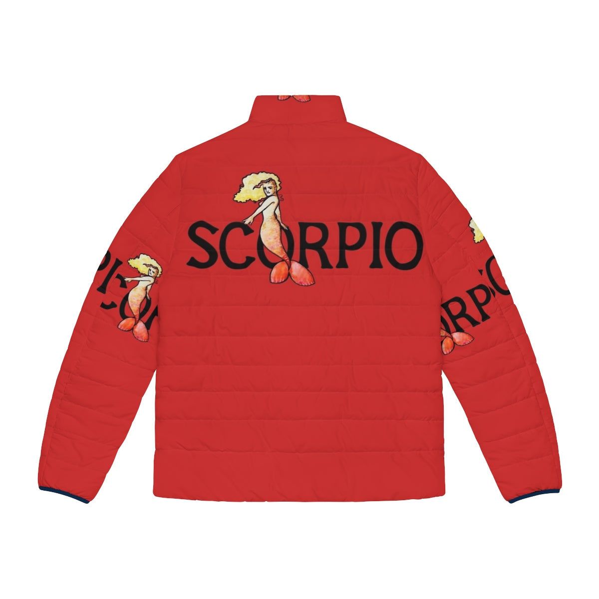 Scorpio mermaid puffer jacket featuring a unique zodiac-inspired design - Back