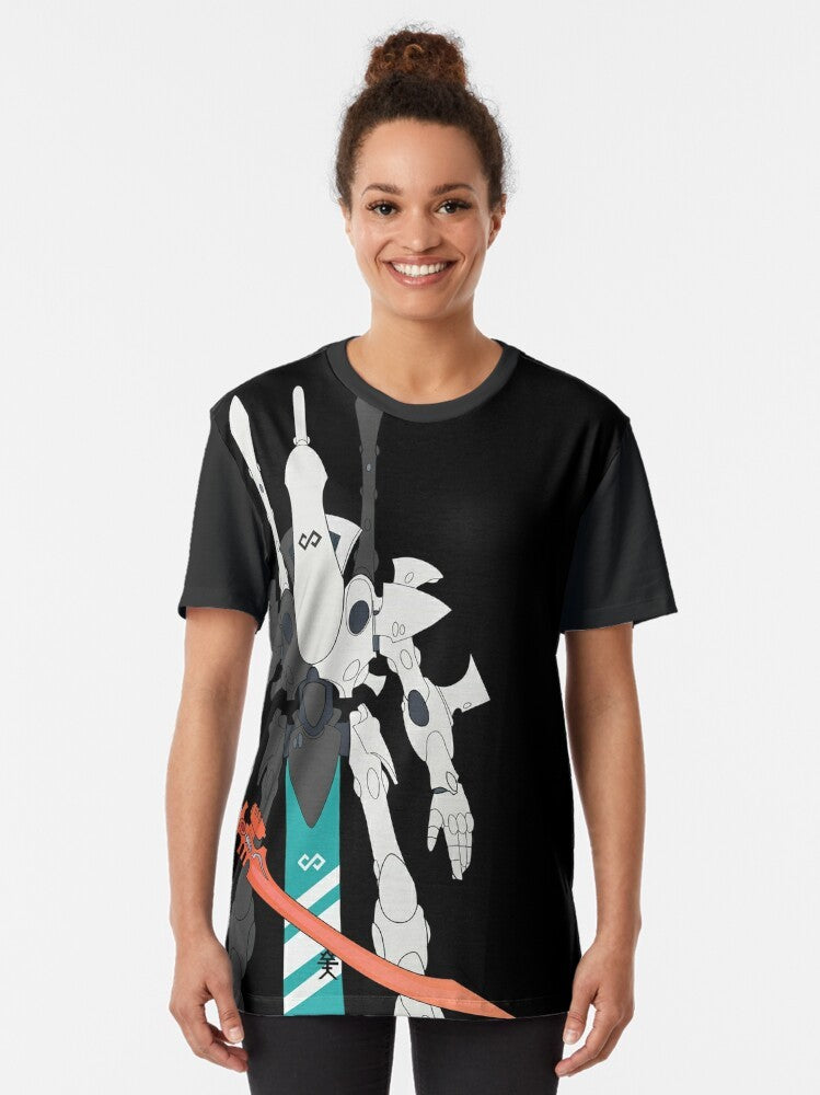 Eldar Wraithlord graphic on a black t-shirt, featuring Craftworld Ulthwe design - Women