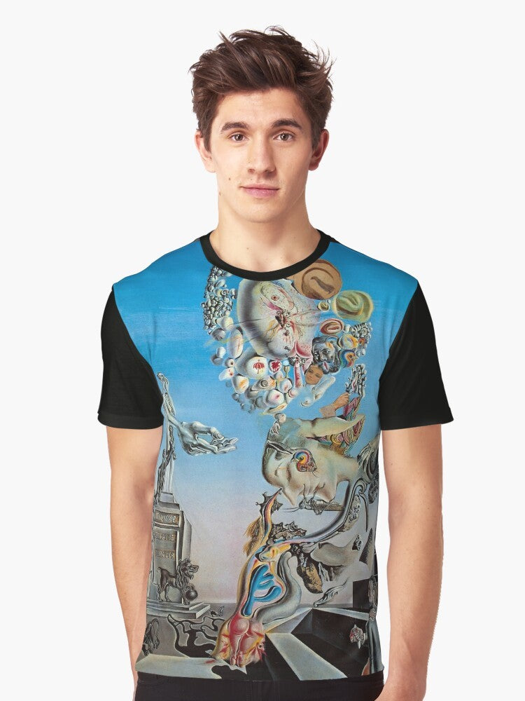 Surreal graphic tee featuring "The Lugubrious Game" artwork by Salvador Dali - Men