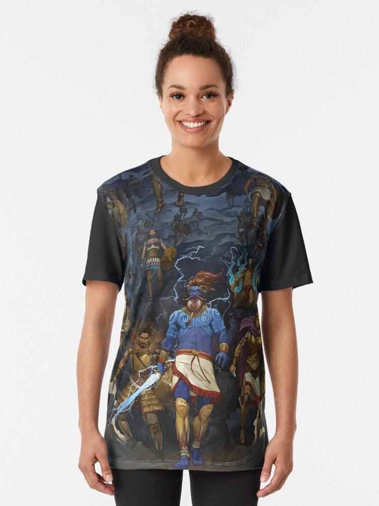 RuneQuest Glorantha Heroes of Orlanth Graphic T-Shirt featuring art by Andrey Fetisov - Women