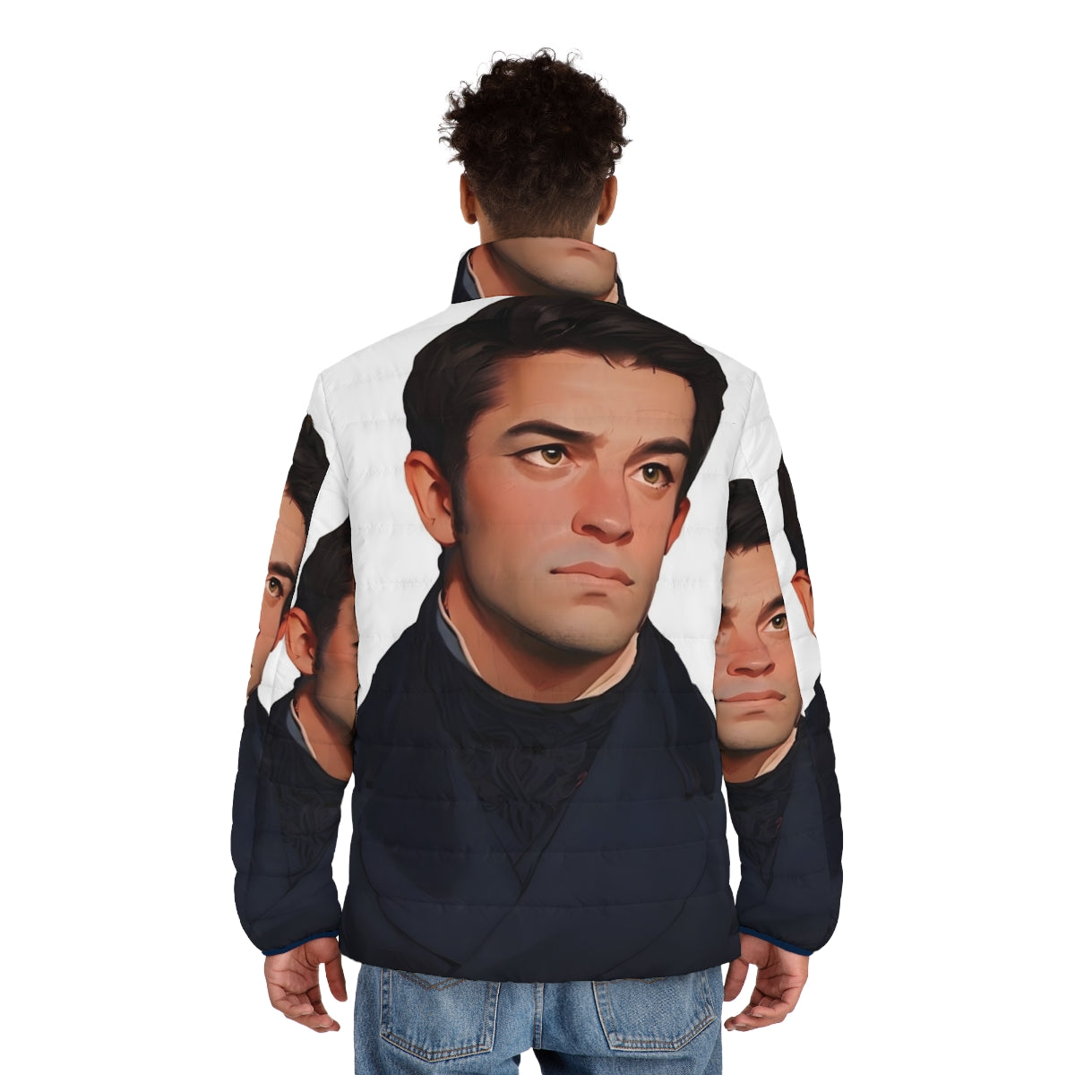 Bridgerton inspired Anthony Bridgerton puffer jacket with fanart design - men back