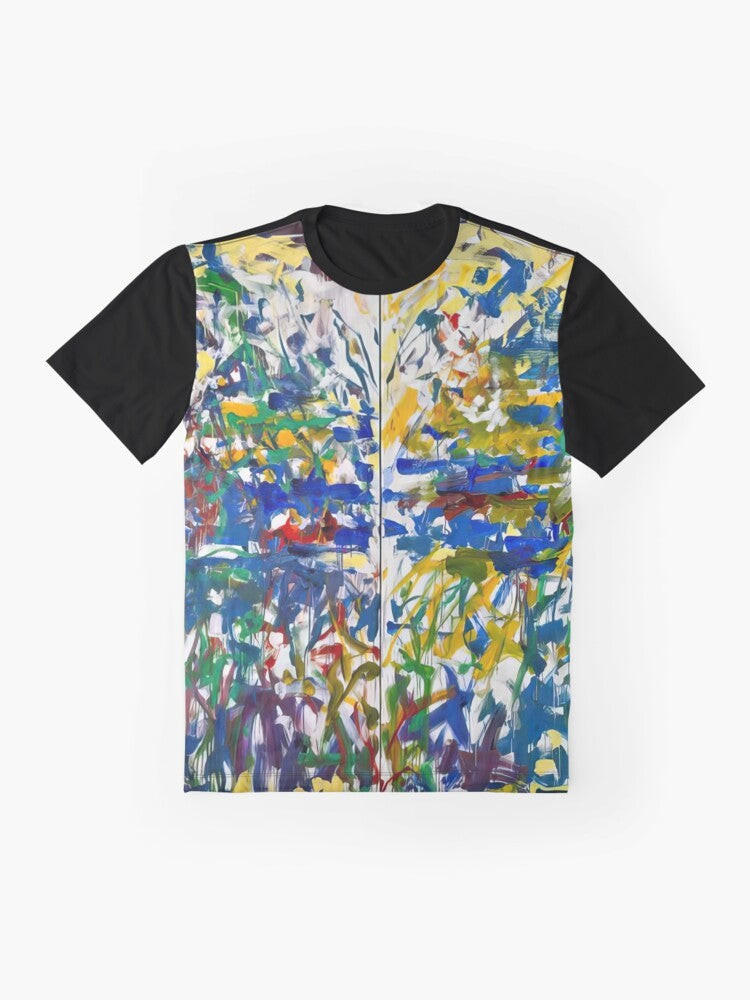 Graphic t-shirt featuring the artwork of renowned artist Joan Mitchell - Flat lay