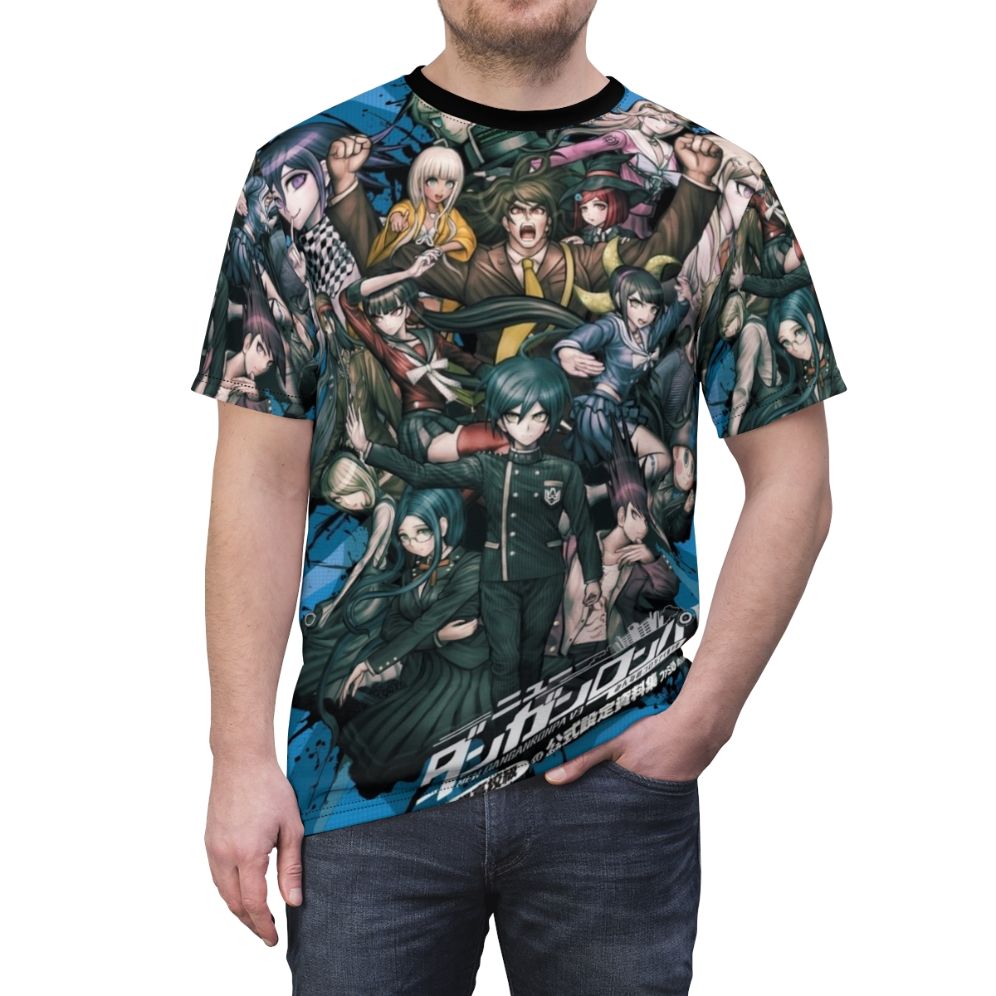 Danganronpa V3 Killing Harmony anime-inspired t-shirt featuring characters Kokichi, Rantaro, and more - men front