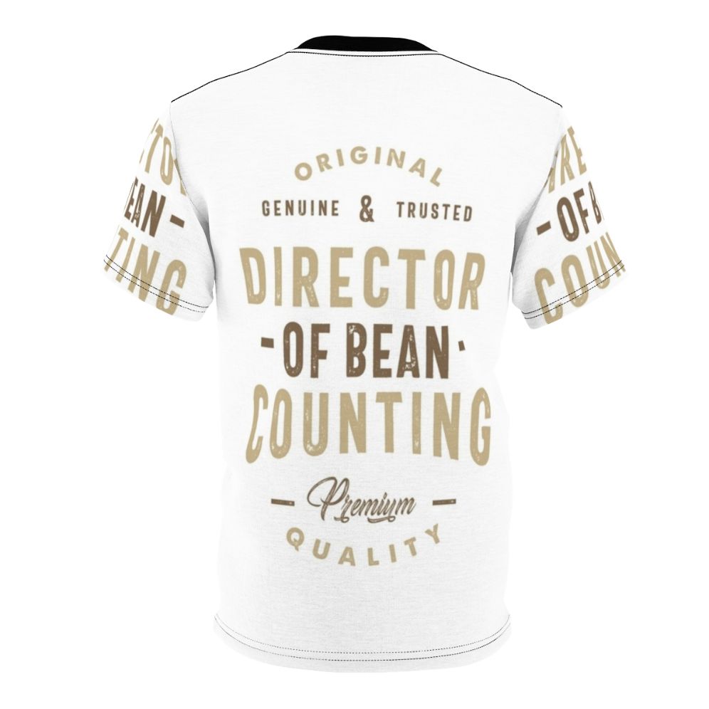 A t-shirt design featuring the text "Director of Bean Counting" in a stylized typography layout. - Back